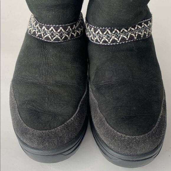 WOMEN'S UGG SUNDANCE REVIVAL BRAID BLACK TALL BOOT Sz 6 Boho Western Winter - Picture 11 of 14
